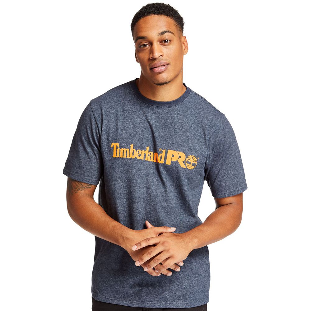 Timberland Mens T-Shirts PRO® Short Sleeve Base Plate Wicking Logo - Navy - India HF4173956